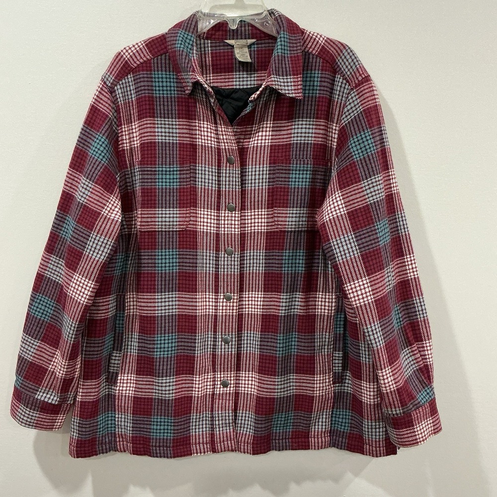 Duluth Trading Co Jacket Women 2XL Red Flapjack Jac Plaid Quilted Flannel
